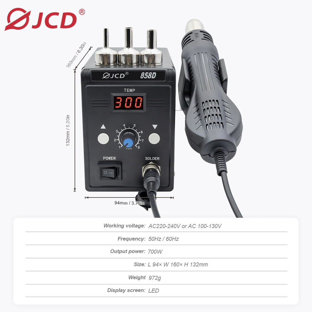 JCD Hot Air Gun 858D BGA Rewor - Hot Air Station 858 review and price